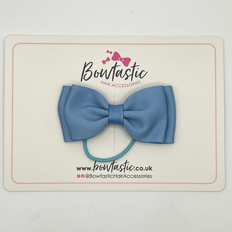 3 Inch Flat Double Bow Thin Elastic - French Blue