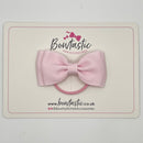 3 Inch Flat Double Bow Thin Elastic - Icy Pink