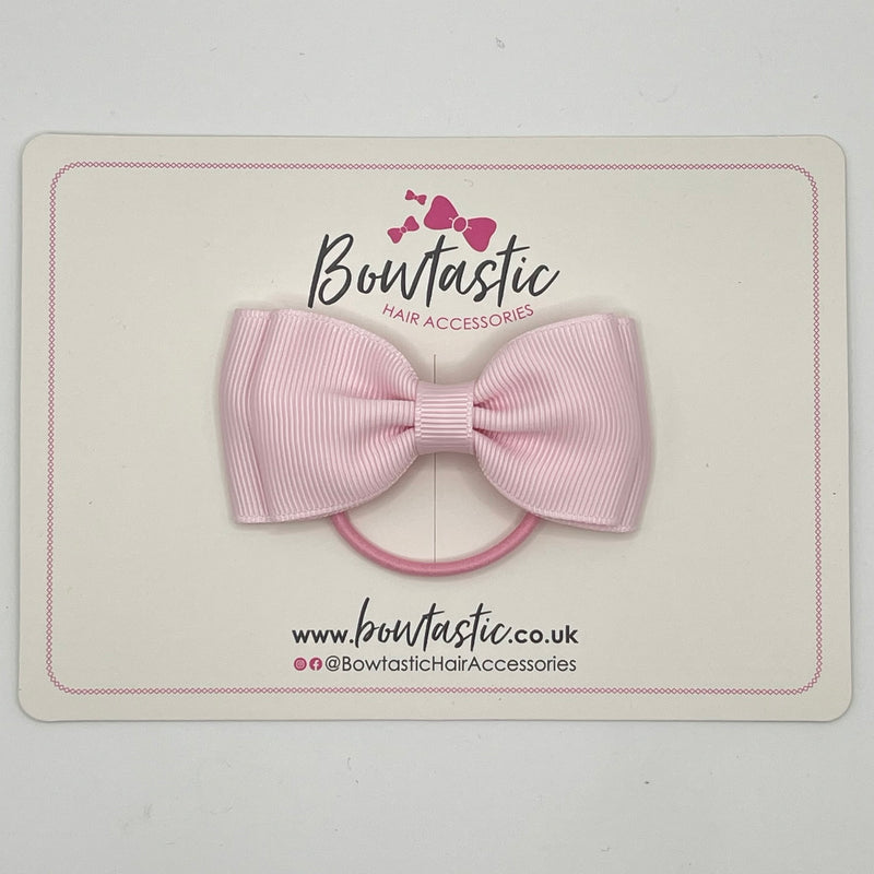 3 Inch Flat Double Bow Thin Elastic - Icy Pink