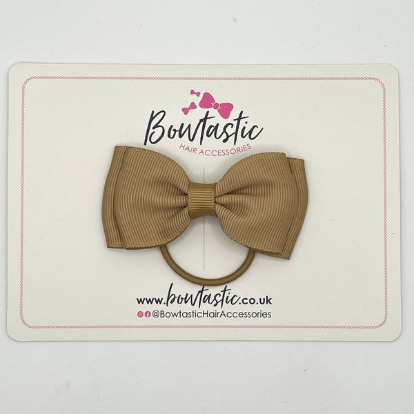 3 Inch Flat Double Bow Thin Elastic - Latte