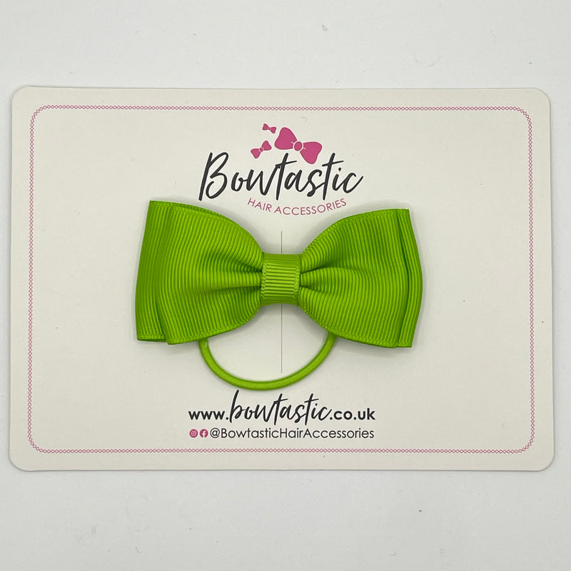 3 Inch Flat Double Bow Thin Elastic - Apple Green