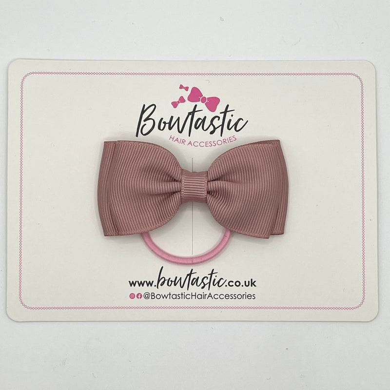 3 Inch Flat Double Bow Thin Elastic - Antique Mauve