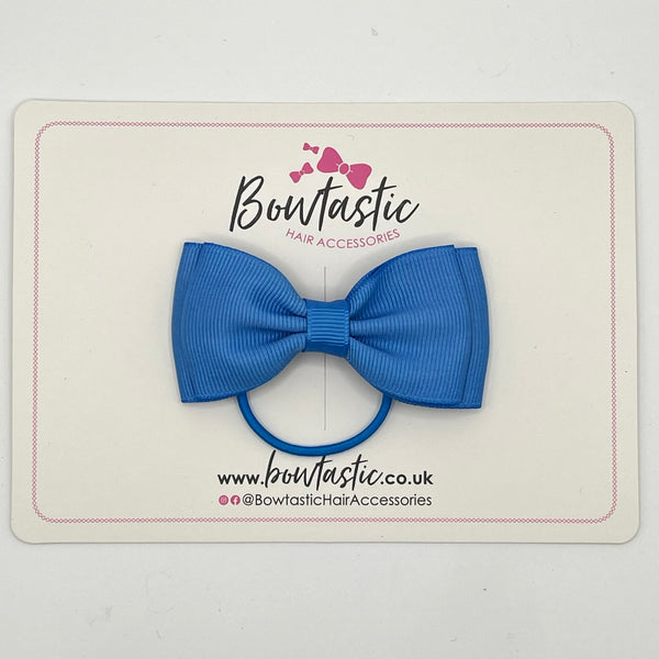 3 Inch Flat Double Bow Thin Elastic - Capri Blue