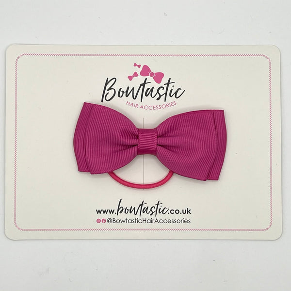 3 Inch Flat Double Bow Thin Elastic - Raspberry Rose