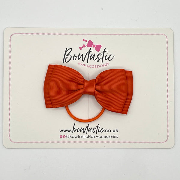 3 Inch Flat Double Bow Thin Elastic - Mandarin Orange