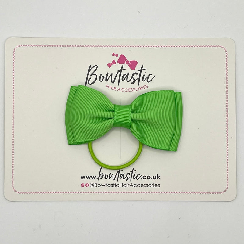 3 Inch Flat Double Bow Thin Elastic - Green Flash