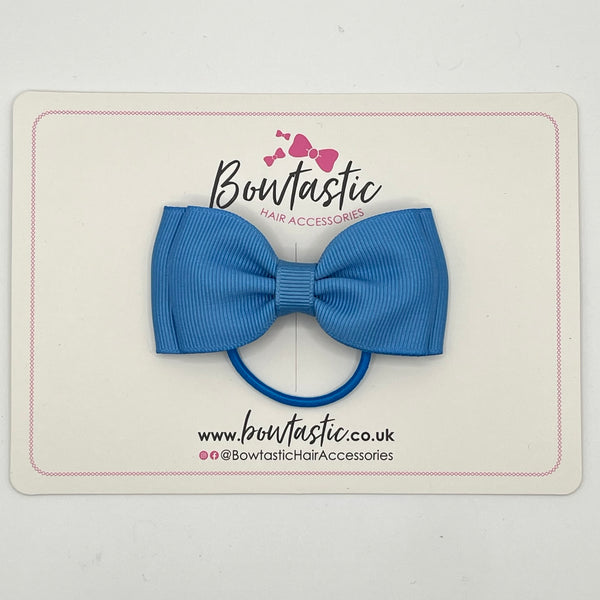 3 Inch Flat Double Bow Thin Elastic - Porcelain Blue