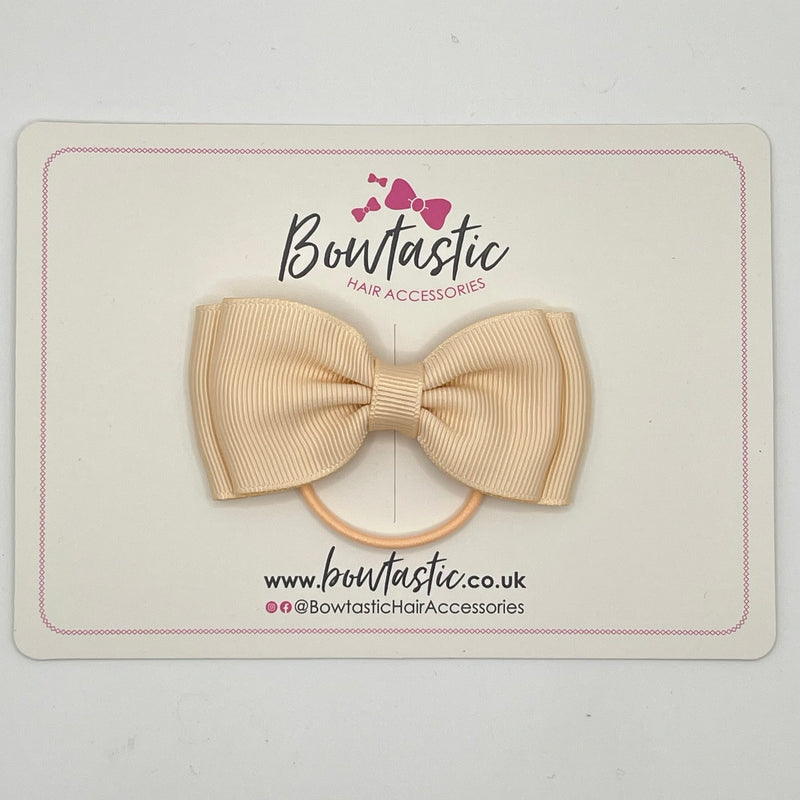 3 Inch Flat Double Bow Thin Elastic - Nude