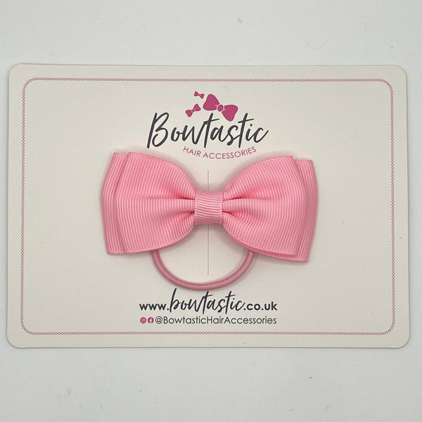 3 Inch Flat Double Bow Thin Elastic - Rose Pink