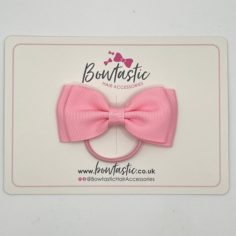 3 Inch Flat Double Bow Thin Elastic - Rose Pink