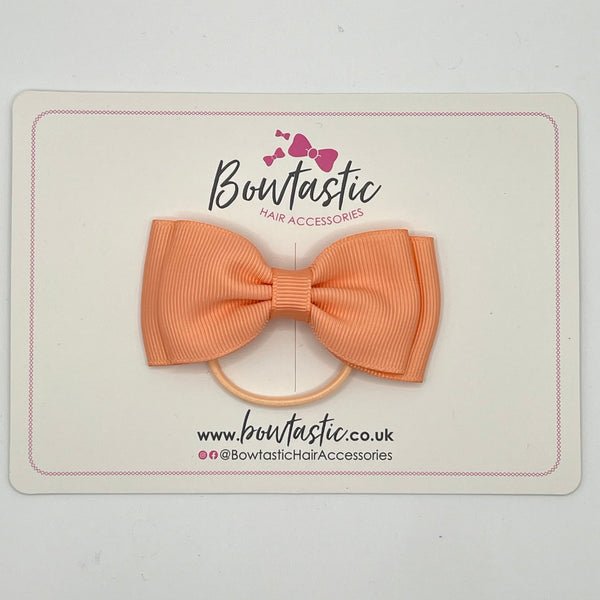 3 Inch Flat Double Bow Thin Elastic - Peach