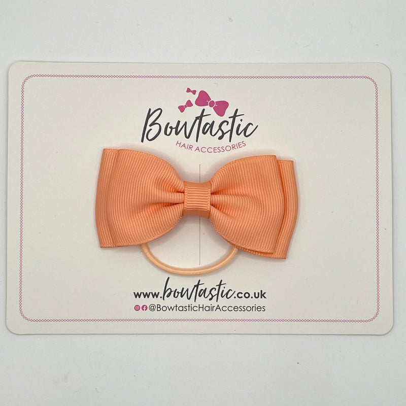 3 Inch Flat Double Bow Thin Elastic - Peach