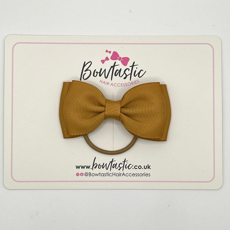 3 Inch Flat Double Bow Thin Elastic - Pale Gold