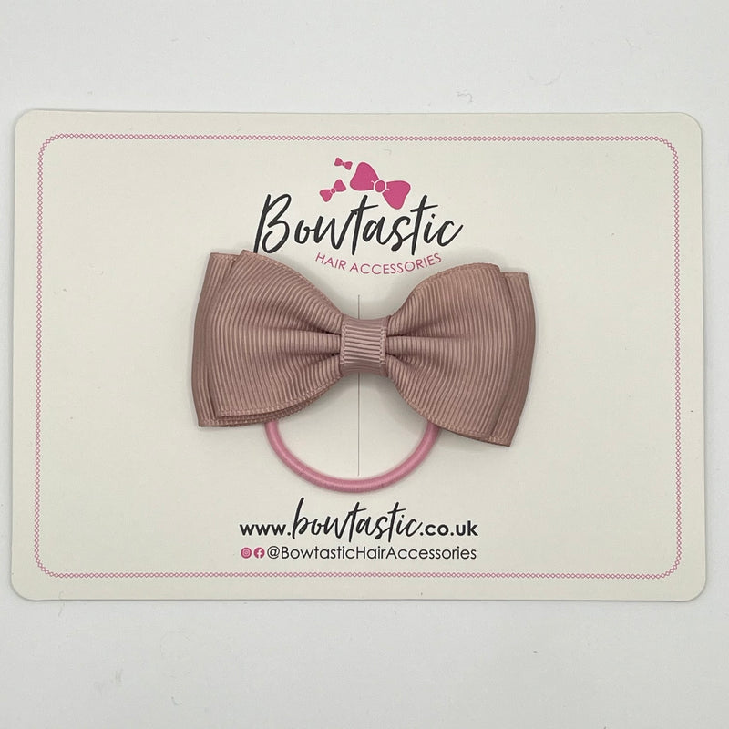 3 Inch Flat Double Bow Thin Elastic - Cameo