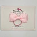 3 Inch Flat Double Bow Thin Elastic - Powder Pink