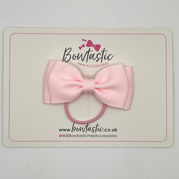 3 Inch Flat Double Bow Thin Elastic - Powder Pink