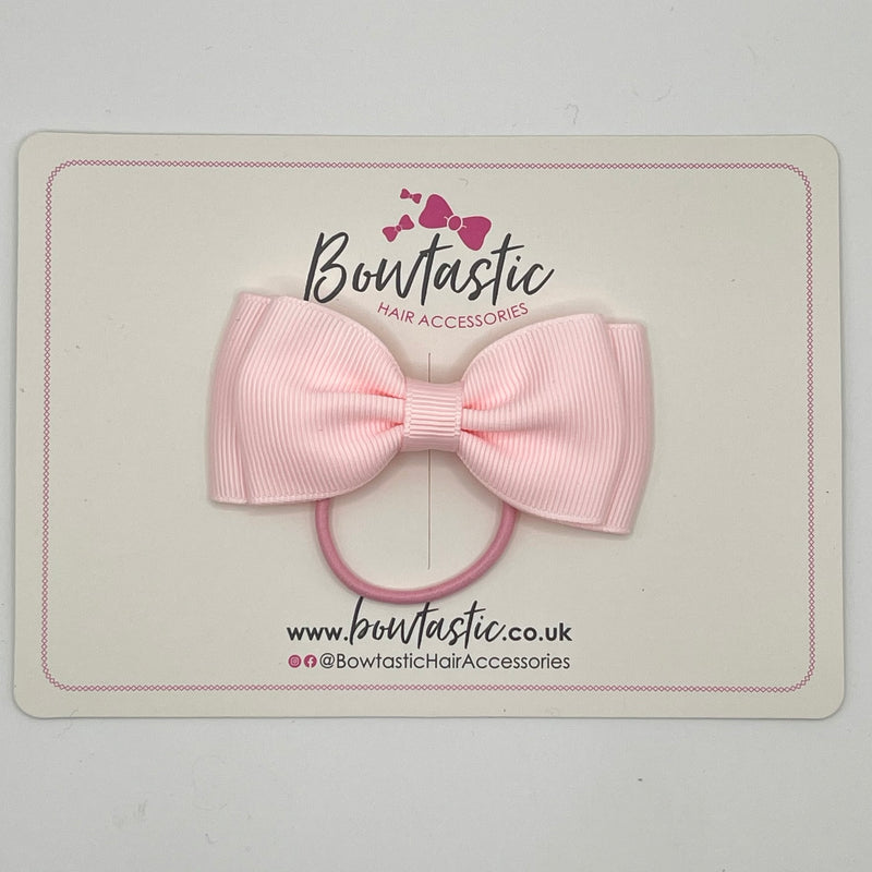 3 Inch Flat Double Bow Thin Elastic - Powder Pink