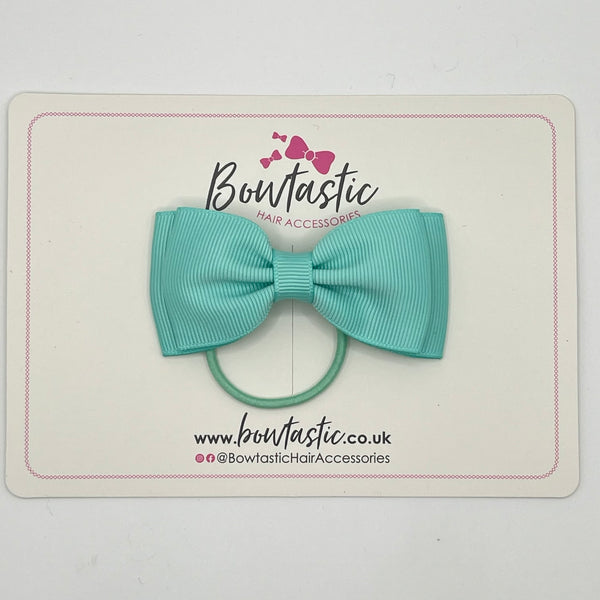 3 Inch Flat Double Bow Thin Elastic - Aqua