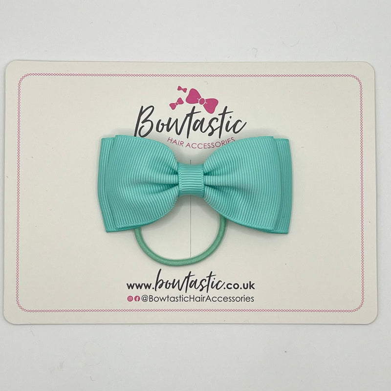 3 Inch Flat Double Bow Thin Elastic - Aqua