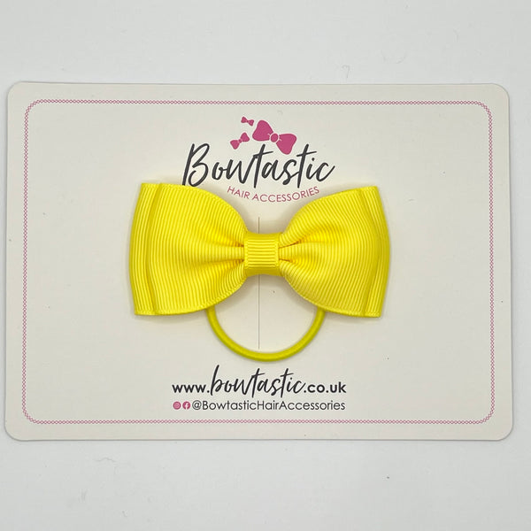 3 Inch Flat Double Bow Thin Elastic - Lemon