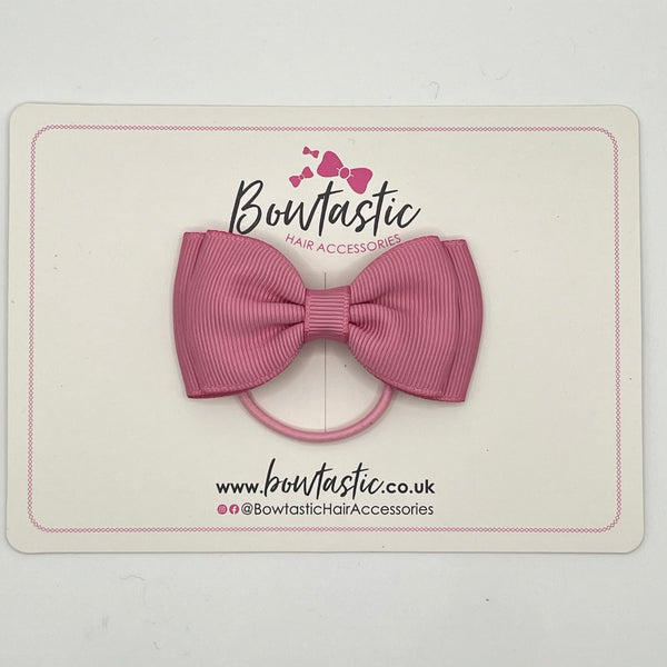 3 Inch Flat Double Bow Thin Elastic - Wild Rose