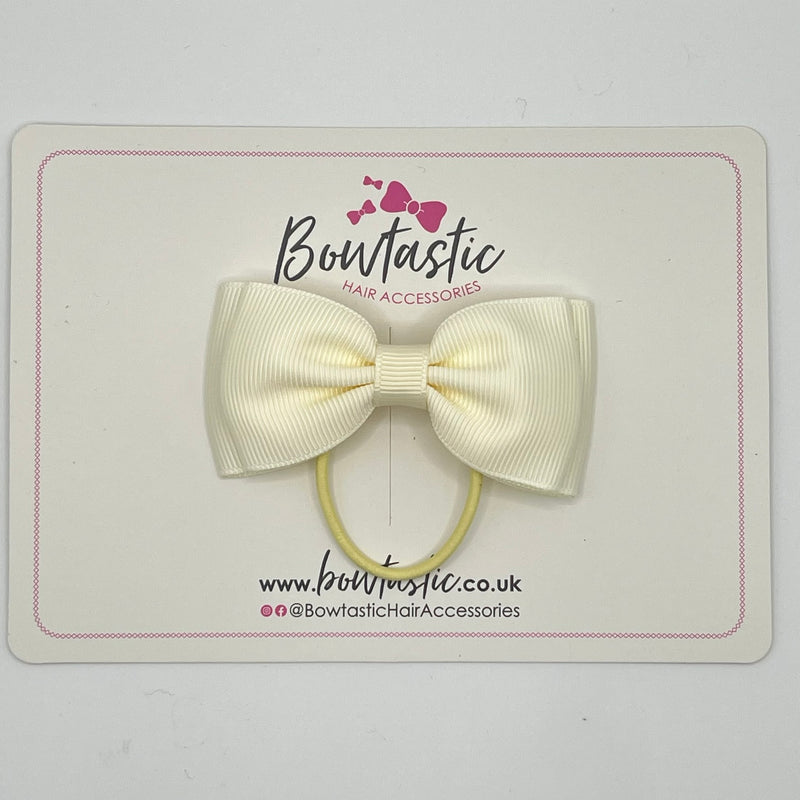 3 Inch Flat Double Bow Thin Elastic - Antique White