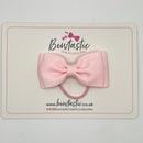 3 Inch Flat Double Bow Thin Elastic - Light Pink