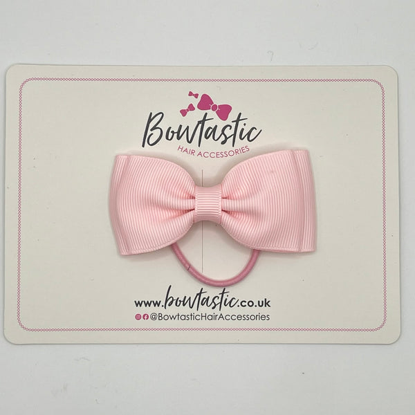 3 Inch Flat Double Bow Thin Elastic - Light Pink