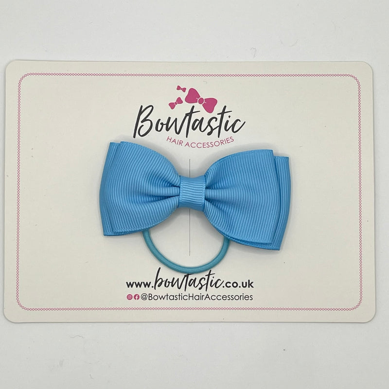 3 Inch Flat Double Bow Thin Elastic - Blue Mist