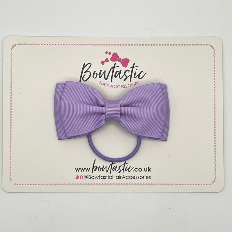 3 Inch Flat Double Bow Thin Elastic - Light Orchid