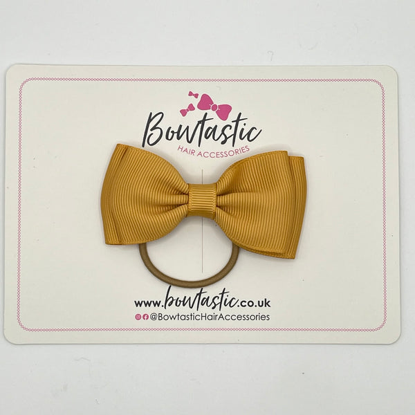 3 Inch Flat Double Bow Thin Elastic - Old Gold