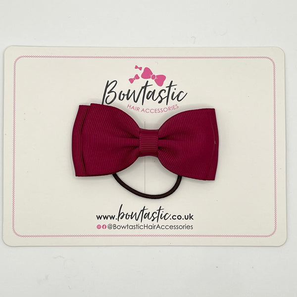 3 Inch Flat Double Bow Thin Elastic - Wine