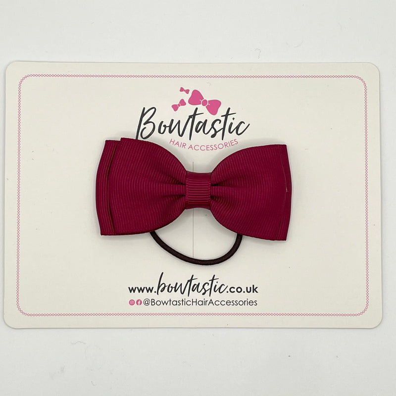 3 Inch Flat Double Bow Thin Elastic - Wine