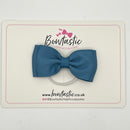 3 Inch Flat Double Bow Thin Elastic - Antique Blue