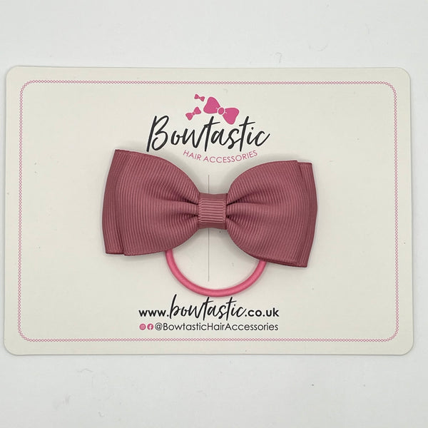 3 Inch Flat Double Bow Thin Elastic - Rosy Mauve