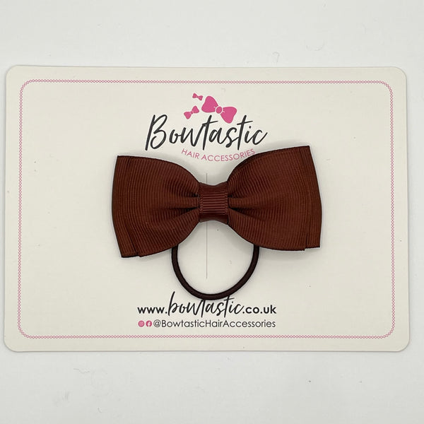 3 Inch Flat Double Bow Thin Elastic - Cappuccino