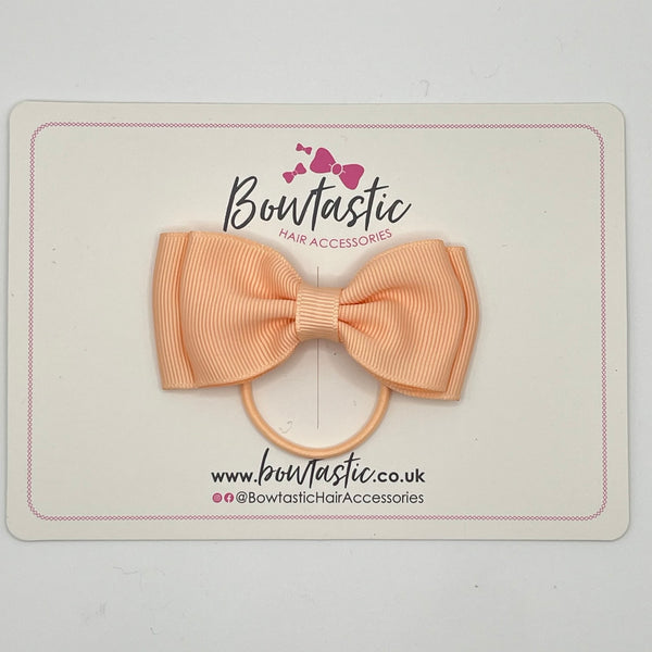 3 Inch Flat Double Bow Thin Elastic - Petal Peach