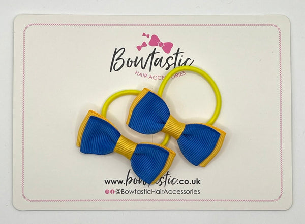 1.75 Inch Bow Thin Elastic - Royal Blue & Yellow Gold - 2 Pack