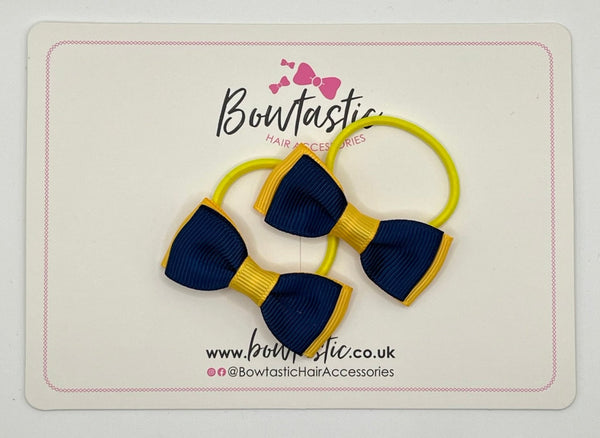 1.75 Inch Bow Thin Elastic - Navy & Yellow Gold - 2 Pack