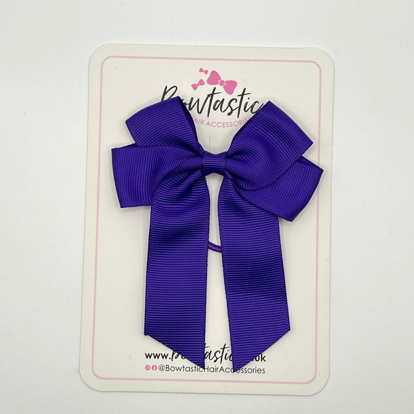 3.5 Inch Tail Bow Thin Elastic - Regal Purple