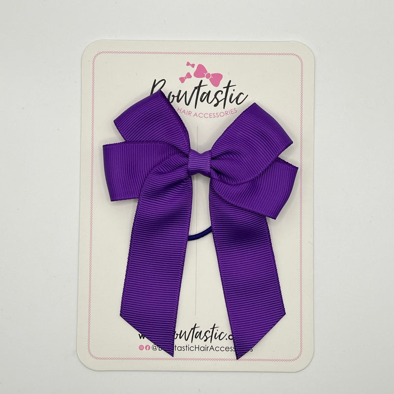 3.5 Inch Tail Bow Thin Elastic - Purple