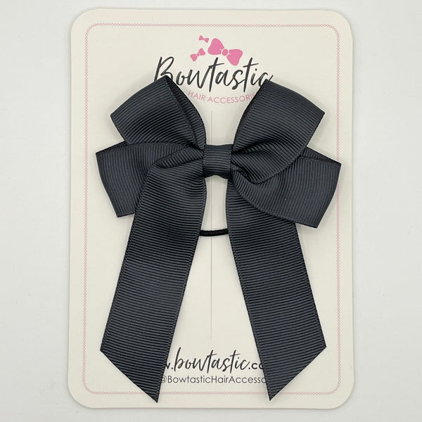 3.5 Inch Tail Bow Thin Elastic - Charcoal