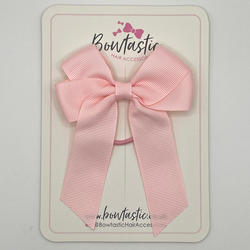 3.5 Inch Tail Bow Thin Elastic - Light Pink