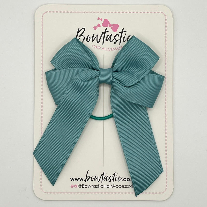 3.5 Inch Tail Bow Thin Elastic - Nile Blue