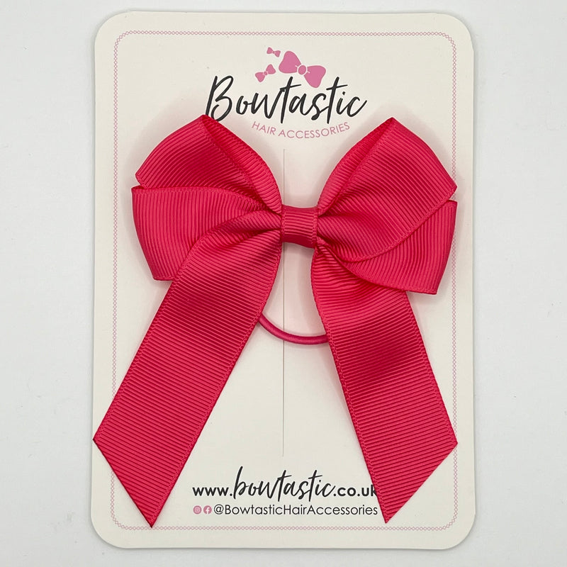 3.5 Inch Tail Bow Thin Elastic - Camellia Rose