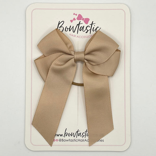 3.5 Inch Tail Bow Thin Elastic - Tan