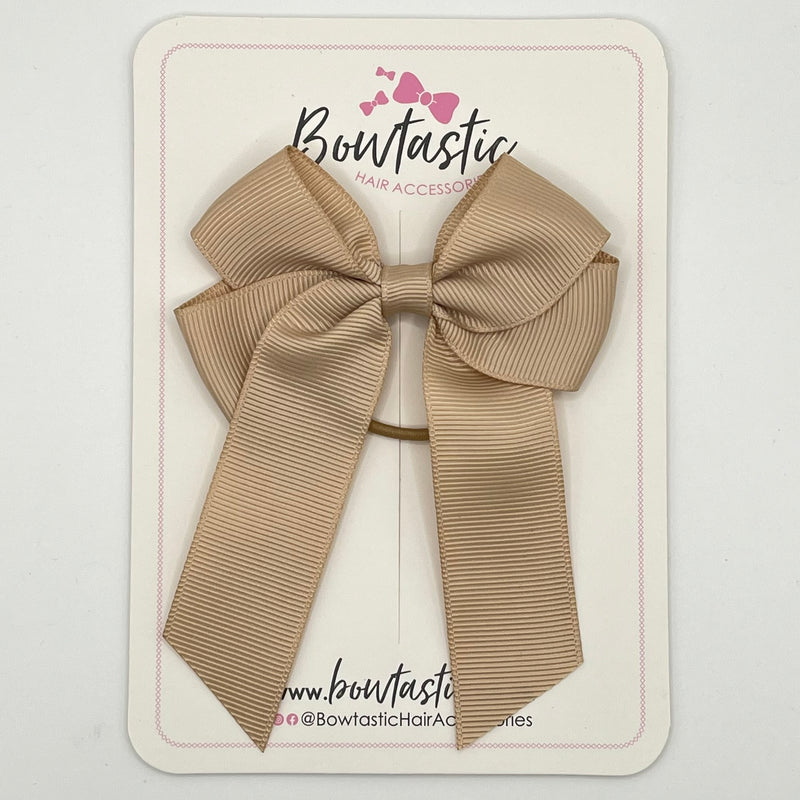 3.5 Inch Tail Bow Thin Elastic - Tan