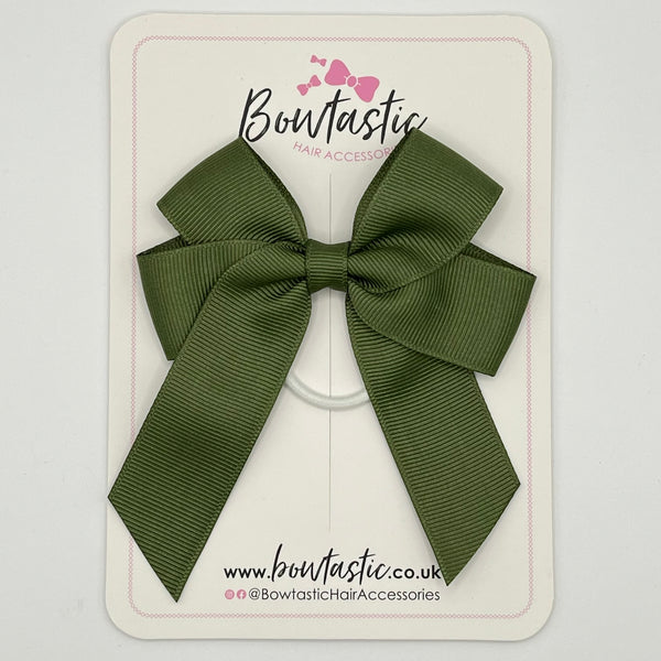 3.5 Inch Tail Bow Thin Elastic - Moss