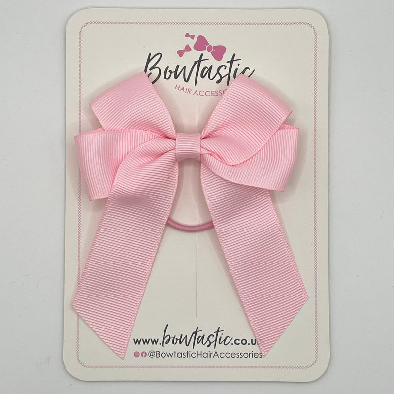 3.5 Inch Tail Bow Thin Elastic - Pearl Pink