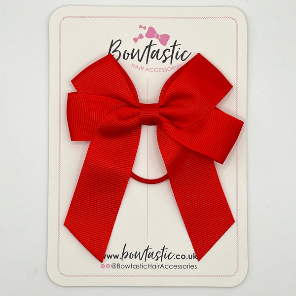 3.5 Inch Tail Bow Thin Elastic - Poppy Red